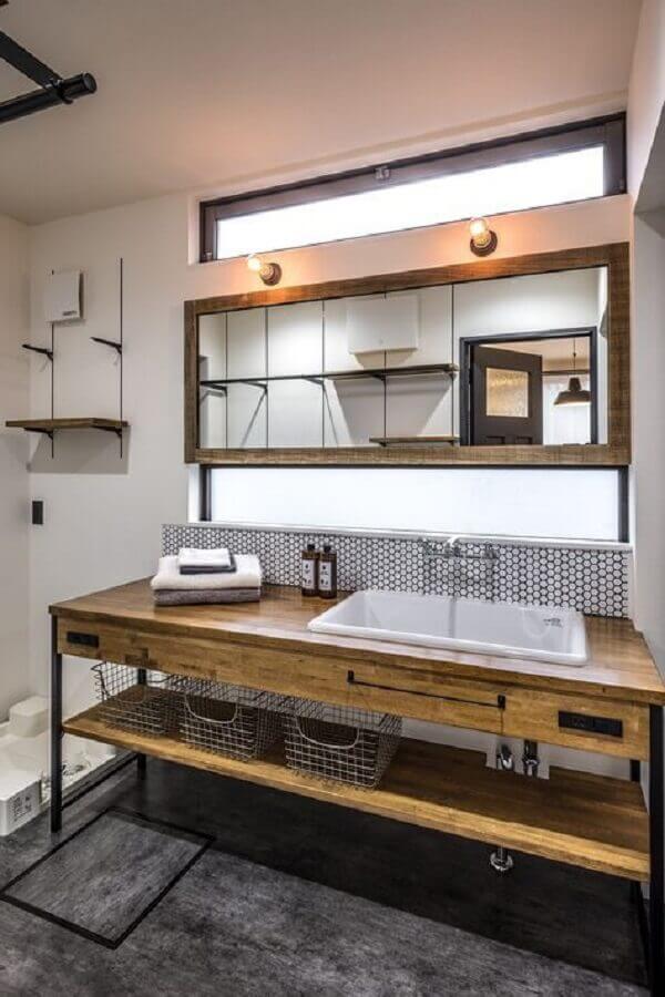 Armário de madeira para decoração de banheiro estilo industrial Foto Home Fashion Trend