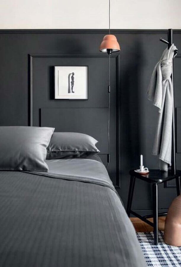 Decoração preto e branco para quarto com boiserie Foto Home Fashion Trend