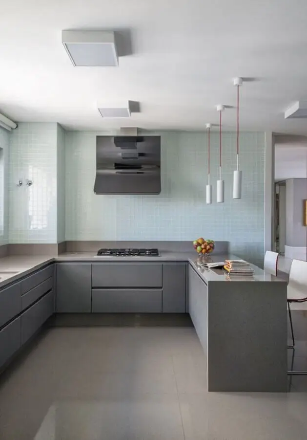 armário de cozinha planejado cinza moderno Foto Incasa Design