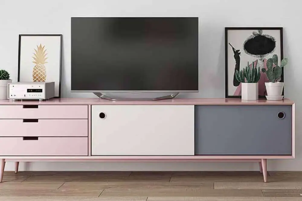enfeites para rack retrô rosa e cinza com estilo minimalista Foto FirePont