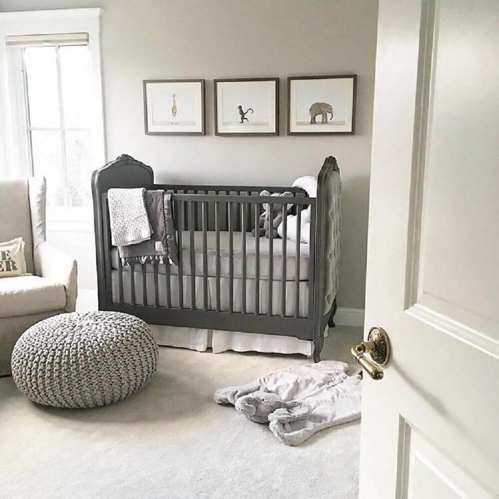 tons de cinza para decoração de quarto de bebê simples Foto Pinterest