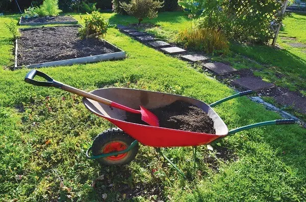 Use o carrinho de mão na jardinagem para movimentação de terra