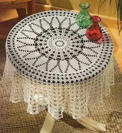 toalha de mesa de crochê - toalha de mesa circular 